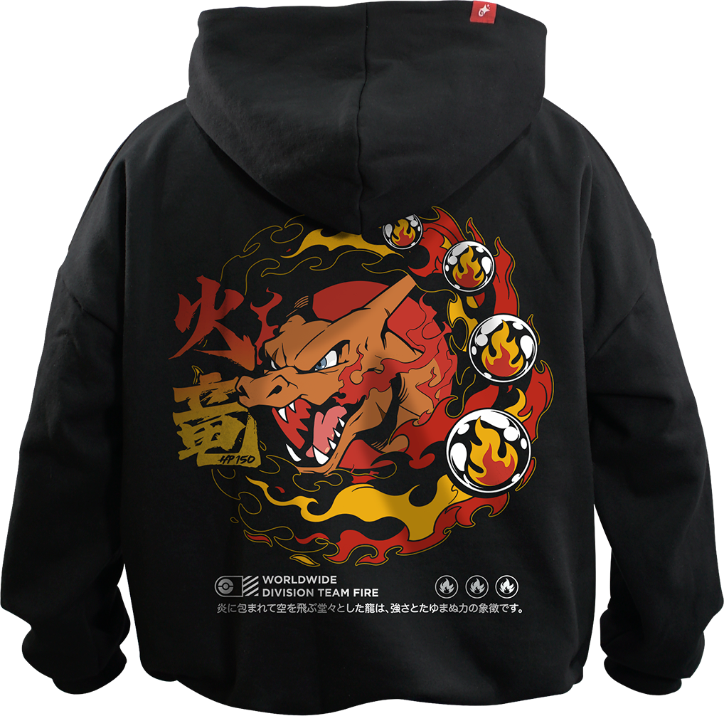 Hoodie Charizard - Fuego y Fuerza Oversized Unisex