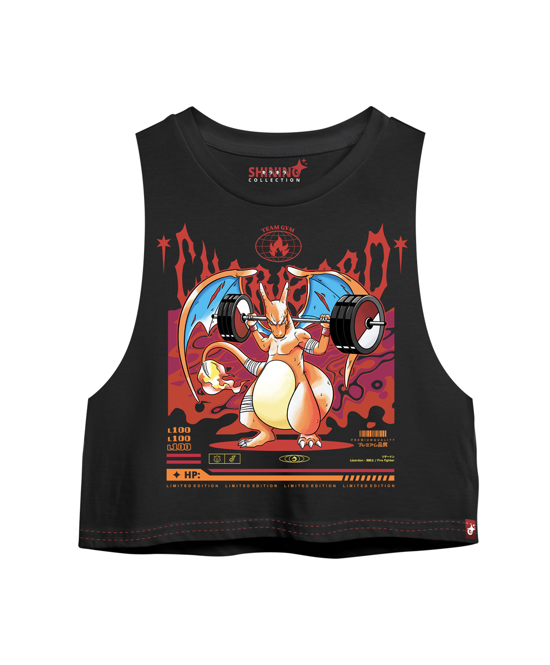 Crop Top Sin Mangas Charizard Pokemon Oversized