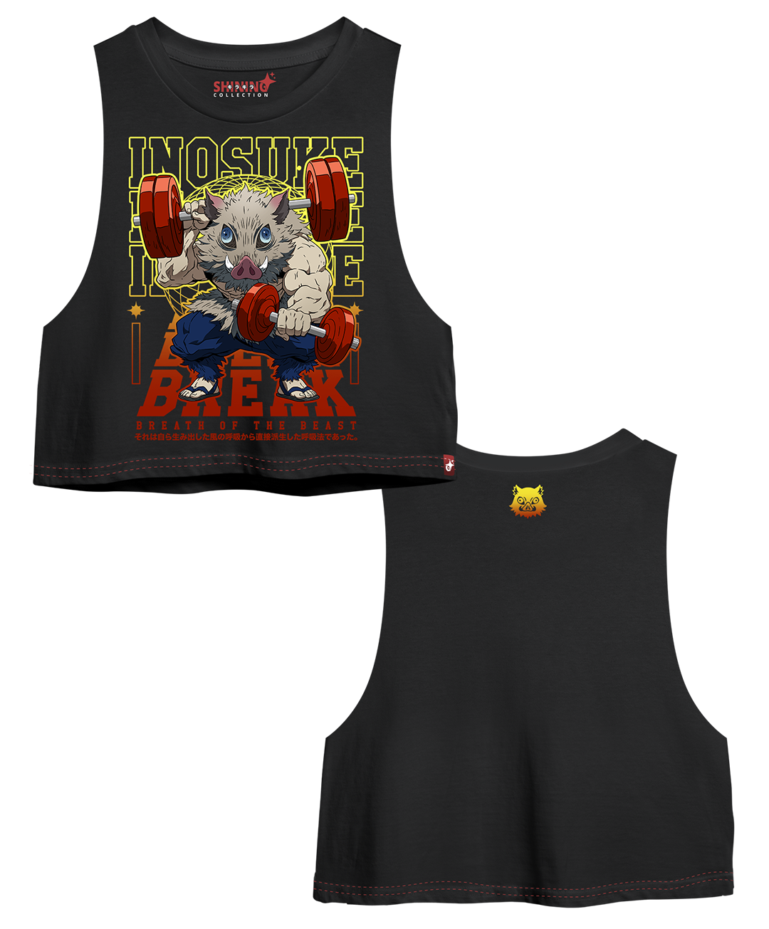 Crop Top sin Mangas Inosuke - Kimetsu No Yaiba Oversize Long Fit Unisex