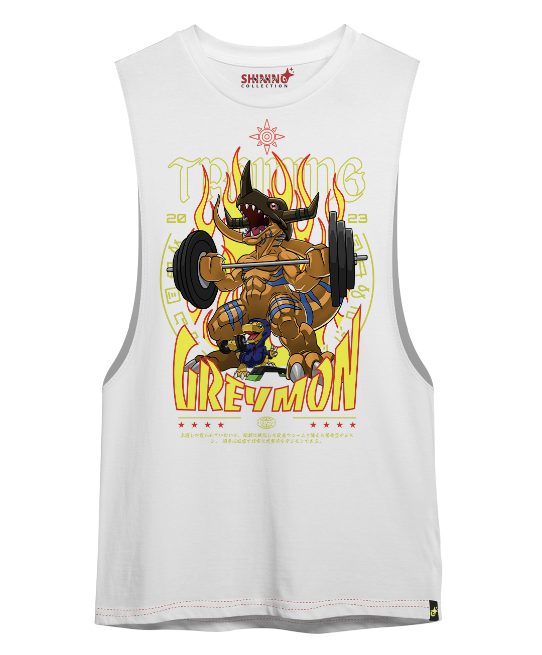 Polera Digimon: Greymon y Agumon en Acción Oversized Long Fit Unisex