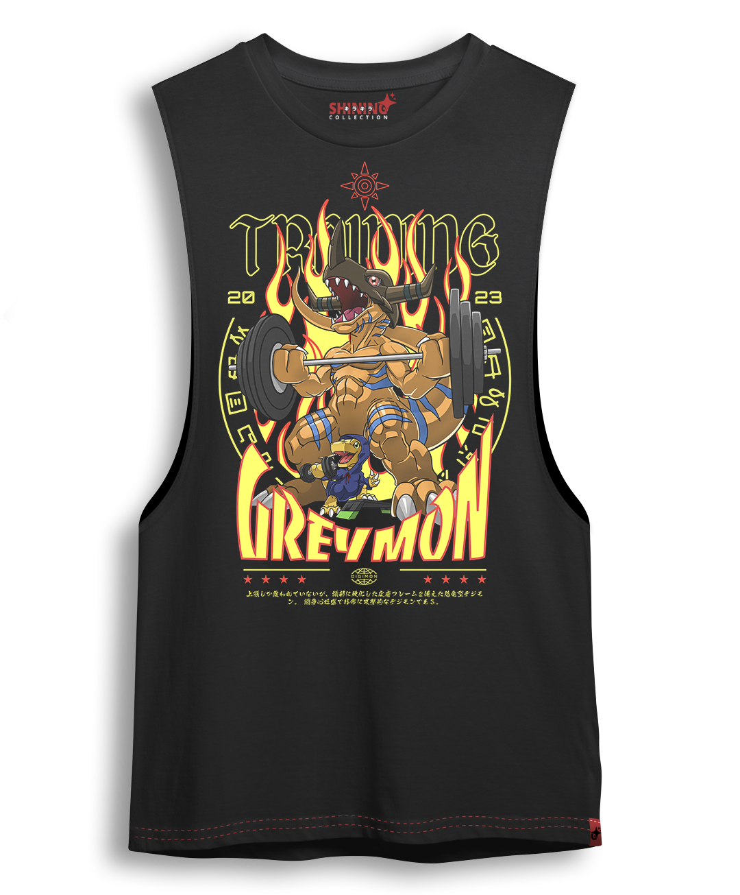 Polera Digimon: Greymon y Agumon en Acción Oversized Long Fit Unisex