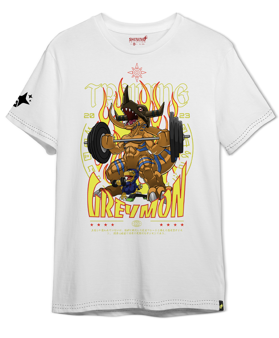 Polera Digimon: Greymon y Agumon en Acción Oversized Long Fit Unisex