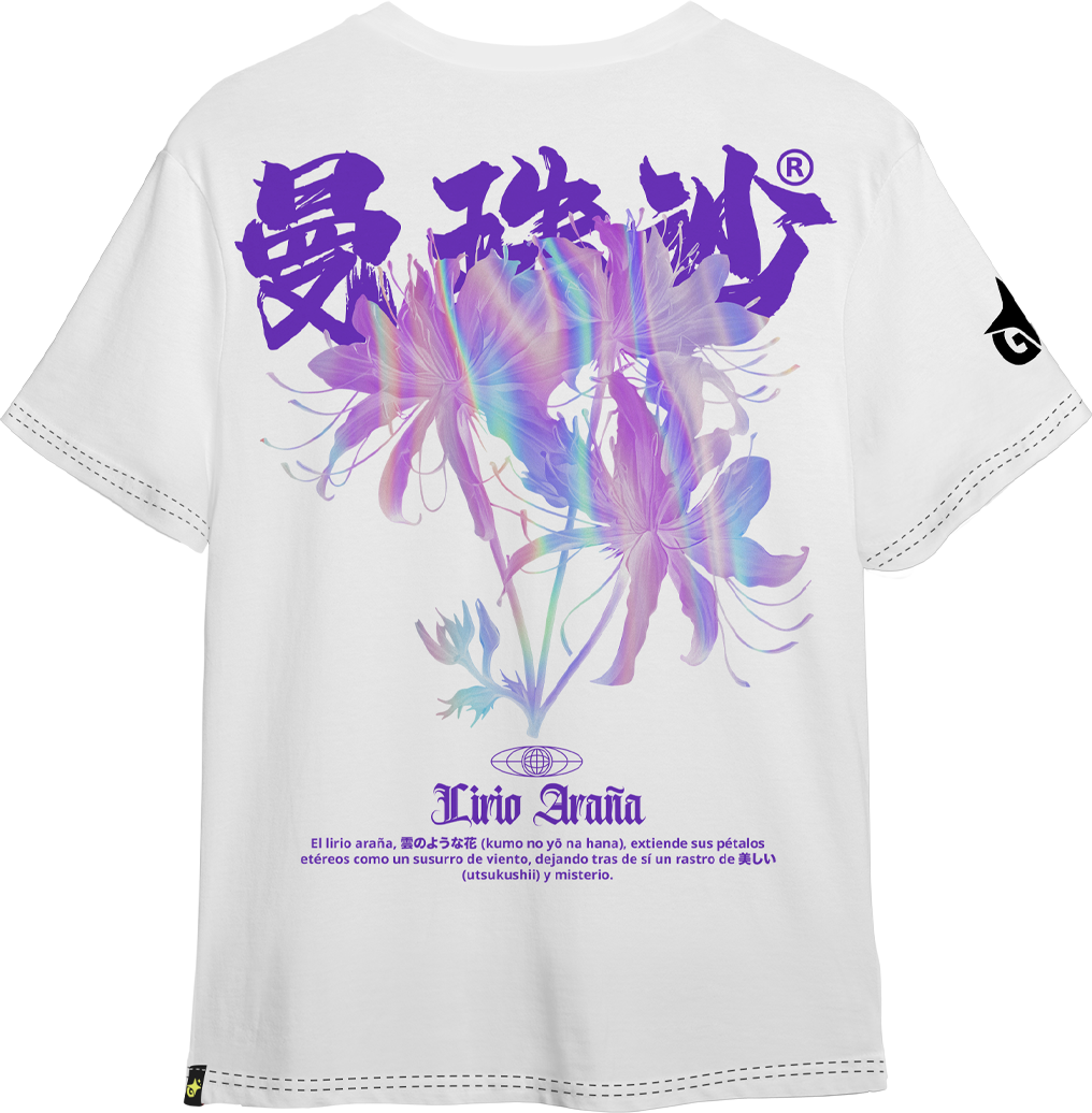Polera Lirio Araña - Flor Mística - Oversized Long Fit Unisex