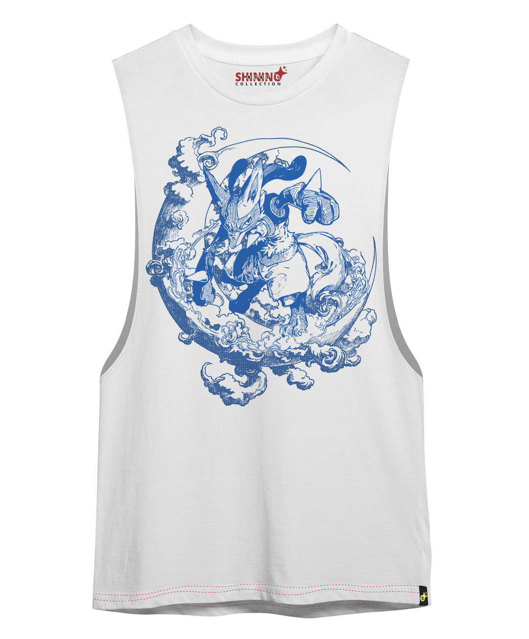Polera Lucario Tec. Achurado Pokémon Oversized Long Fit Unisex