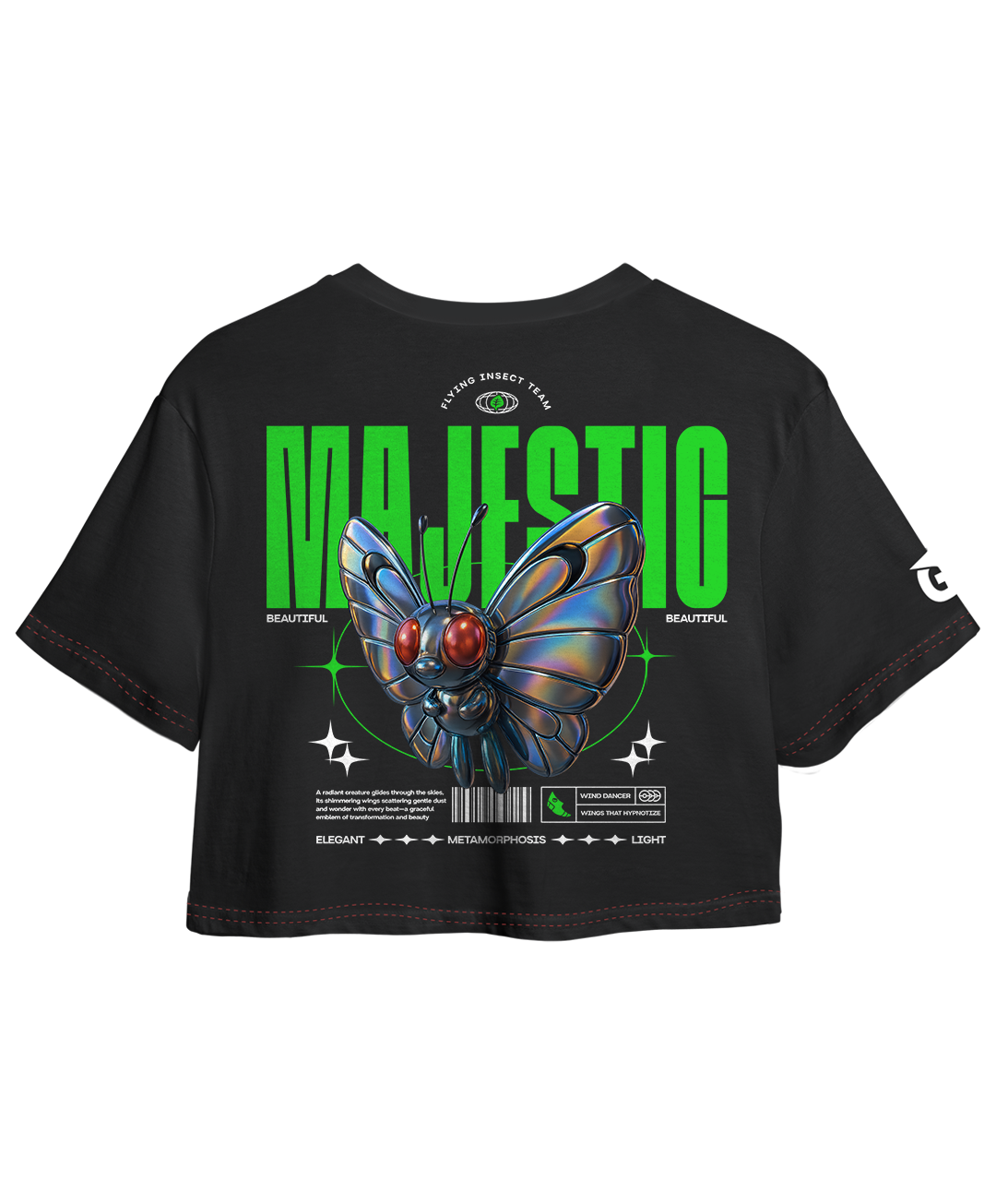 Crop Con Mangas Butterfree Majestic - Oversized Long Fit Unisex