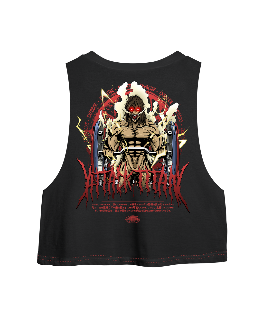 Crop Top sin Manga Titan De Ataque Gym Oversized