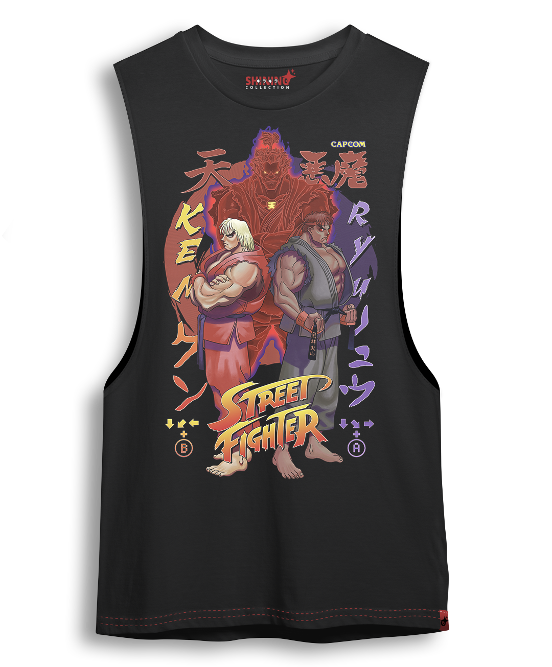 Polera Street Figther Akuma: Ryu y Ken Corrompidos Oversized Long Fit Unisex