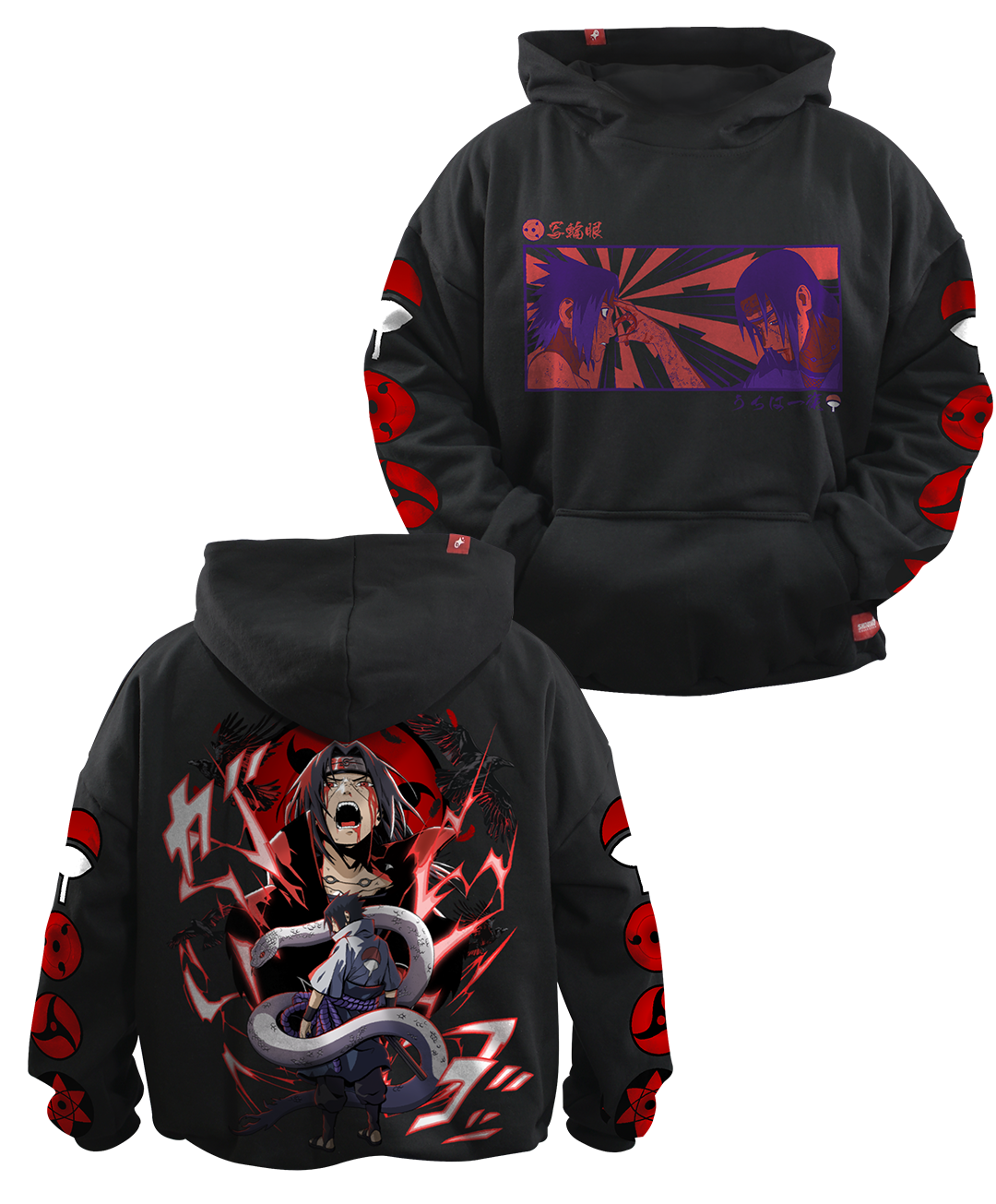 Hoodie Clan Uchiha: Sasuke e Itachu Oversized Unisex
