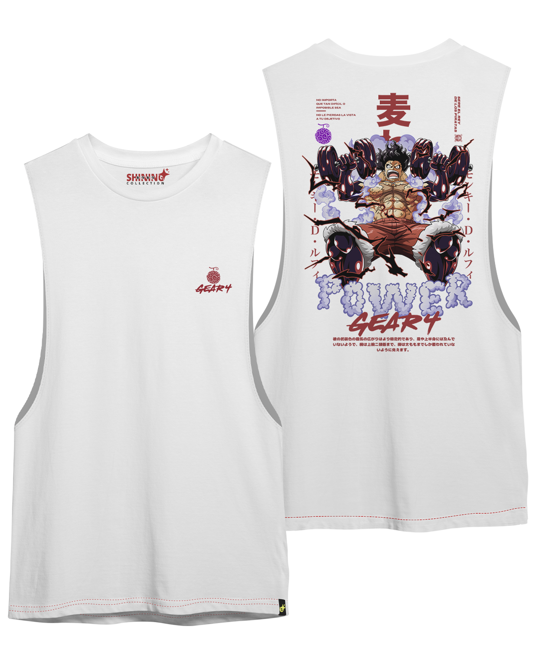 Polera Luffy Gear 4 Gym One Piece Oversized Long Fit Unisex