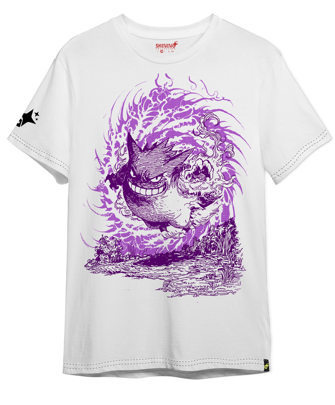 Polera Gengar Tec. Achurado Pokemon Oversized Long Fit Unisex