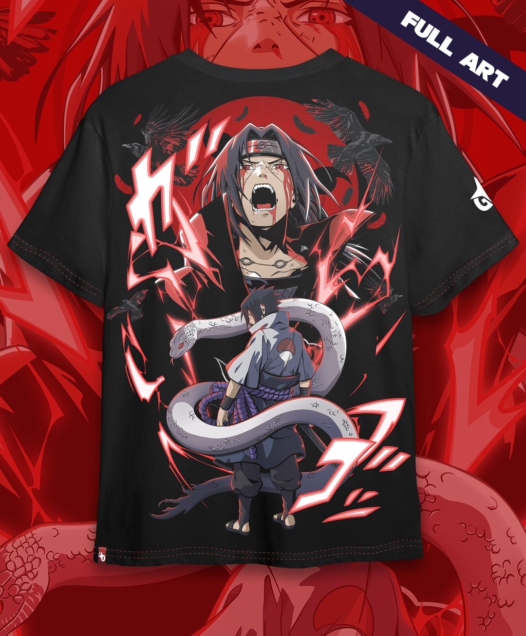 Polera Full Art Sasuke e Itachi - Naruto - Oversized Long Fit Unisex