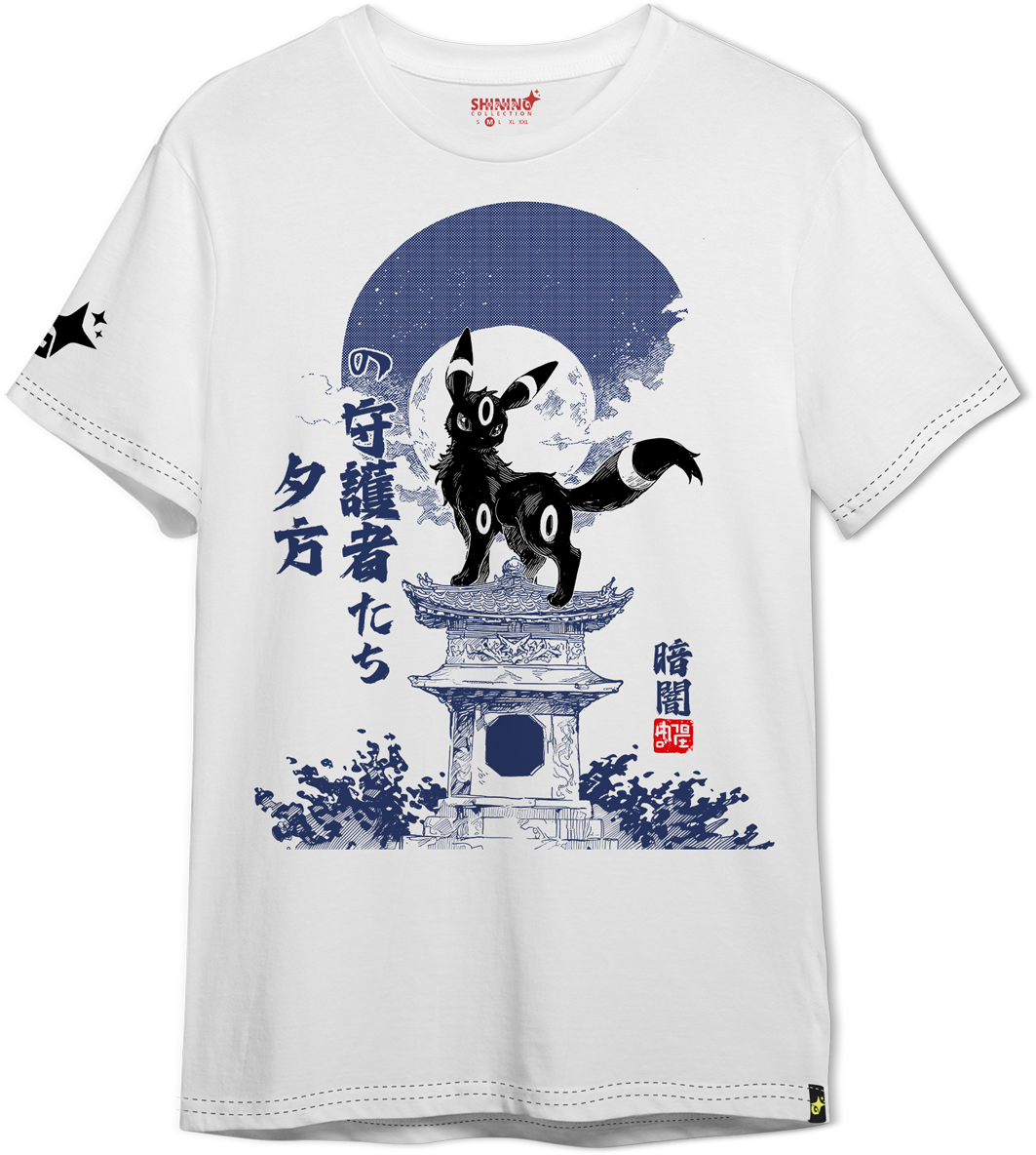Polera Umbreon Noche Oscura Tec. Achurado Pokemon Oversized Long Fit Unisex