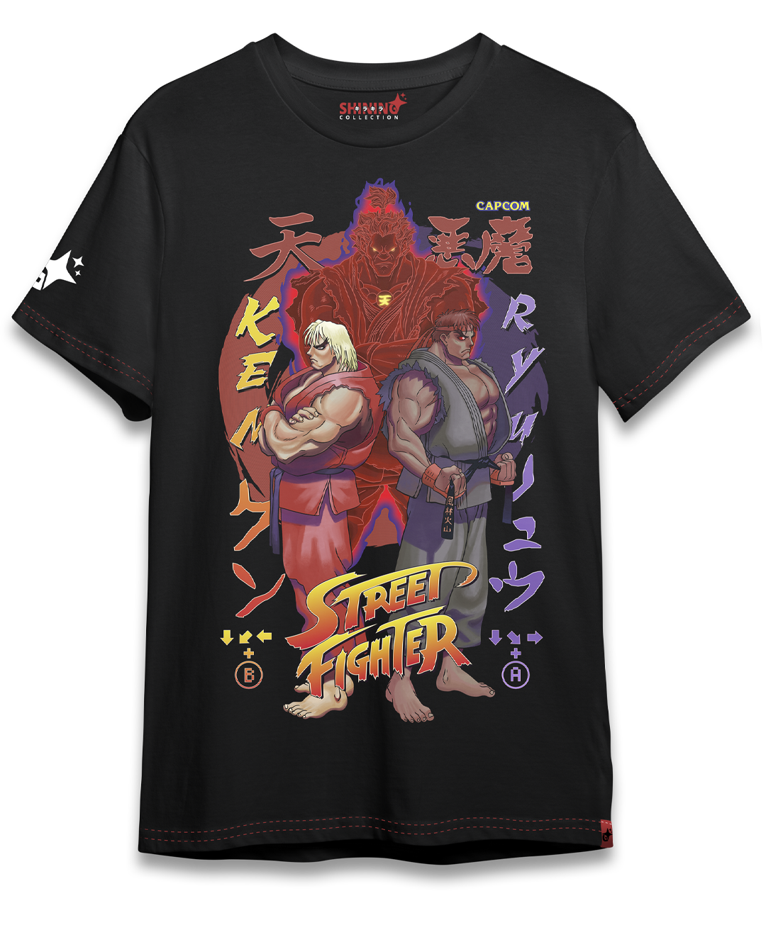 Polera Street Figther Akuma: Ryu y Ken Corrompidos Oversized Long Fit Unisex