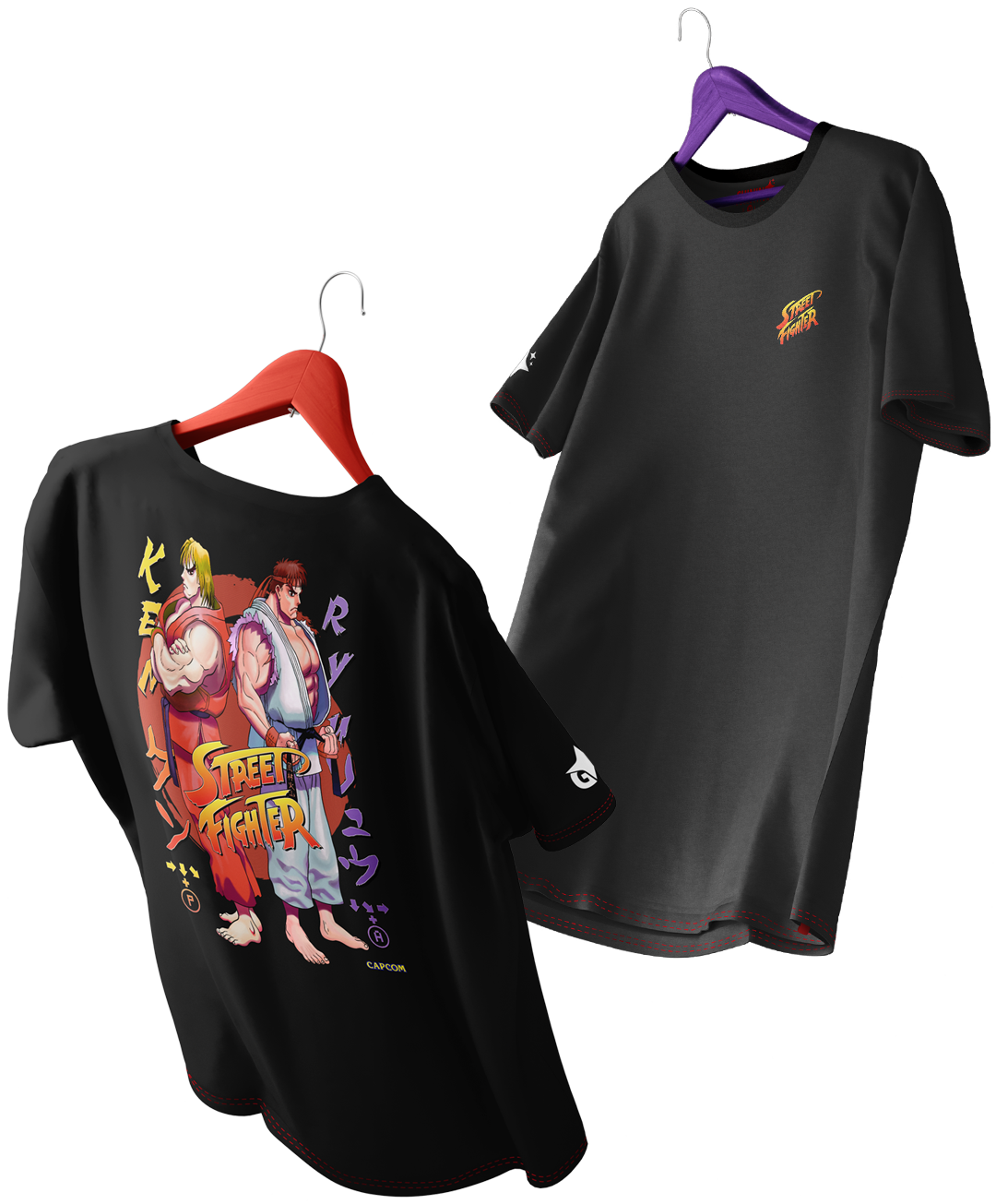 Polera Street Figther Ryu y Ken Oversized Long Fit Unisex