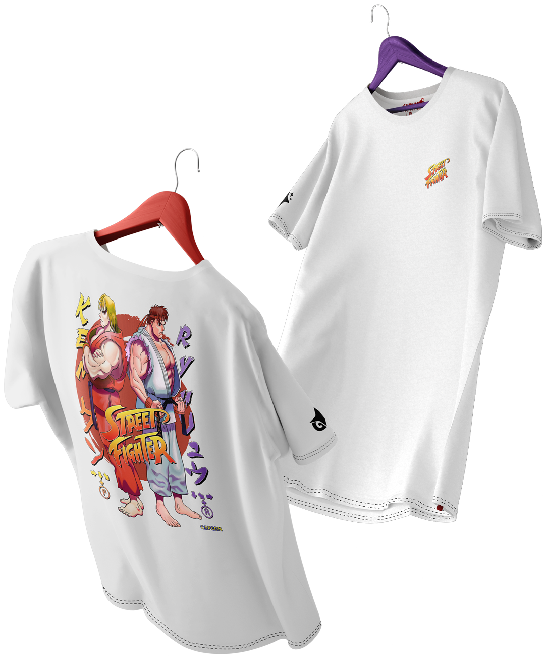 Polera Street Figther Ryu y Ken Oversized Long Fit Unisex