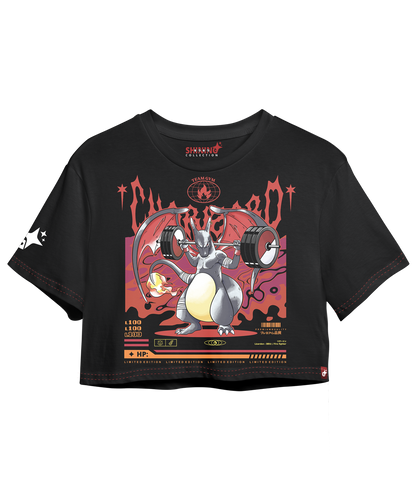Crop Top Con Mangas Shining Charizard Gym Pokemon Oversized