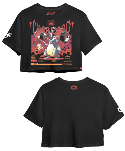 Crop Top Con Mangas Shining Charizard Gym Pokemon Oversized