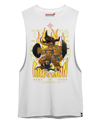 Polera Digimon: Greymon y Agumon en Acción Oversized Long Fit Unisex