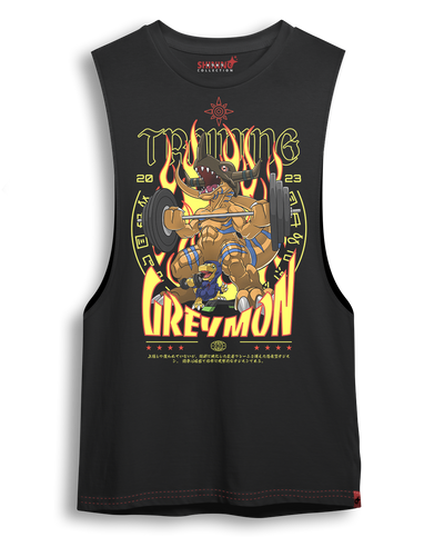 Polera Digimon: Greymon y Agumon en Acción Oversized Long Fit Unisex