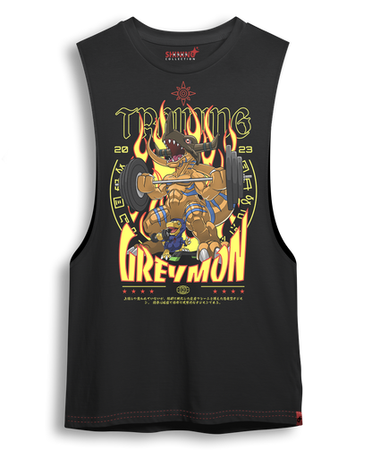Polera Digimon: Greymon y Agumon en Acción Oversized Long Fit Unisex