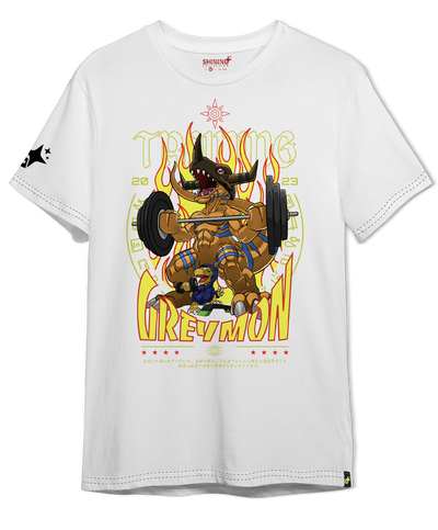 Polera Digimon: Greymon y Agumon en Acción Oversized Long Fit Unisex