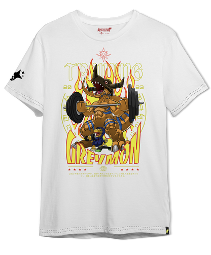 Polera Digimon: Greymon y Agumon en Acción Oversized Long Fit Unisex