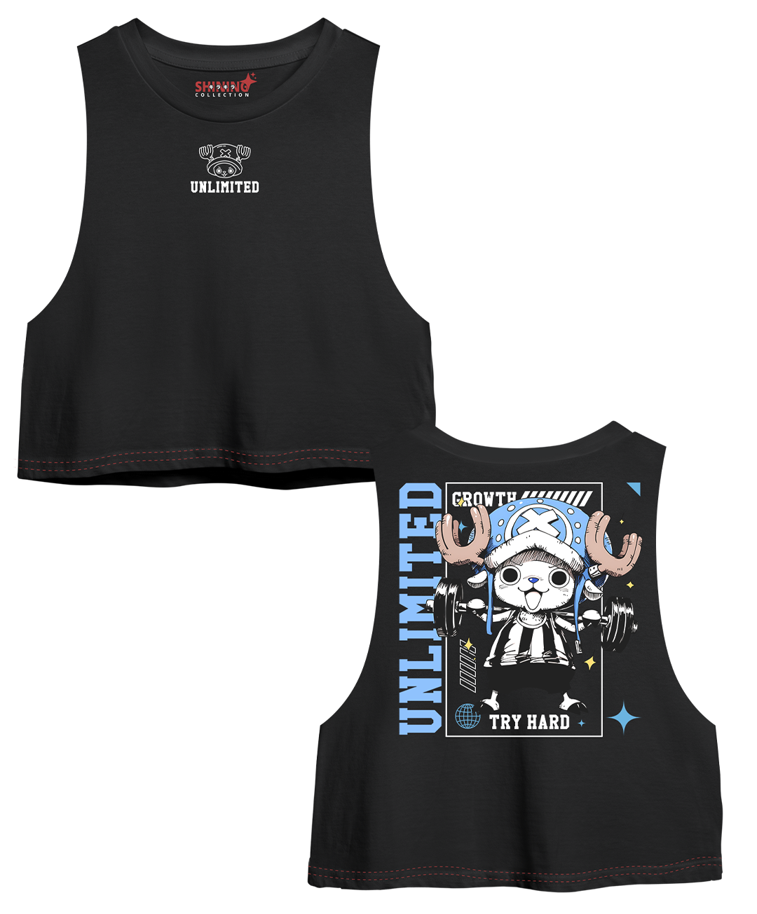 Crop Sin Mangas Chopper Gym - One Piece - Oversized Long Fit Unisex