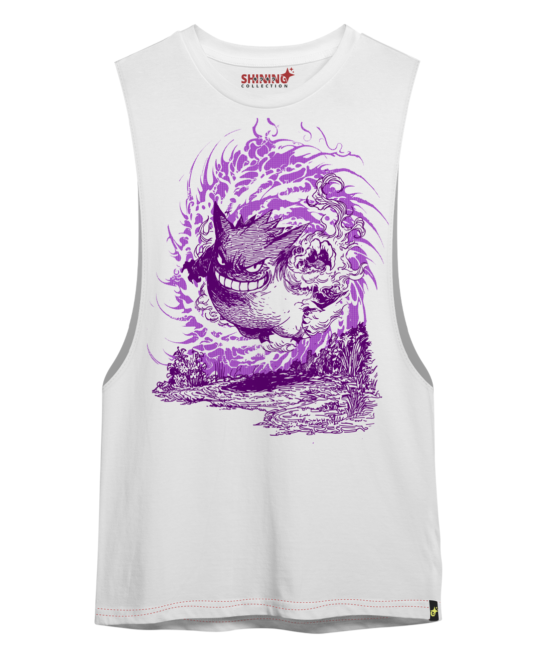 Polera Gengar Tec. Achurado Pokemon Oversized Long Fit Unisex