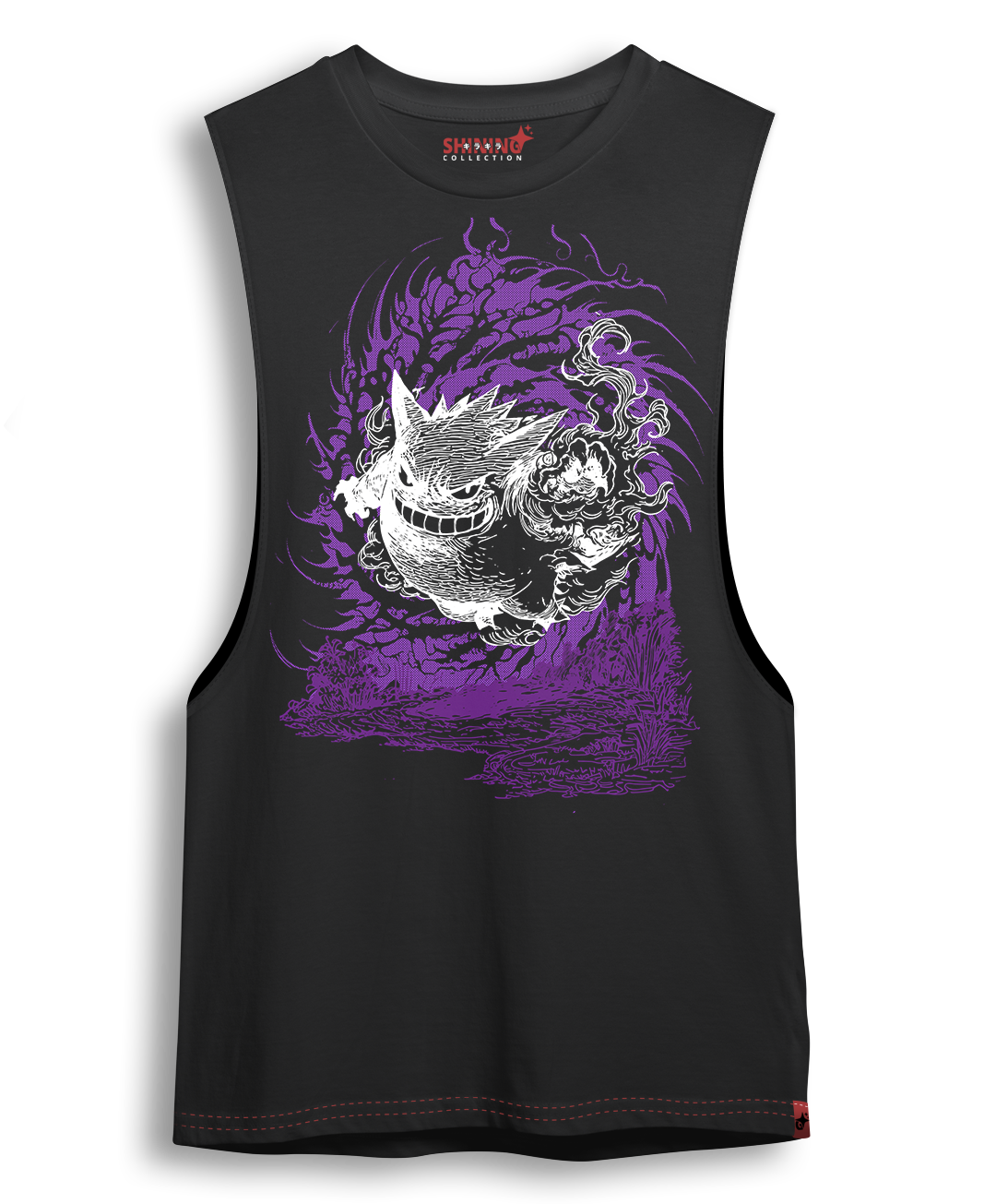 Polera Gengar Tec. Achurado Pokemon Oversized Long Fit Unisex