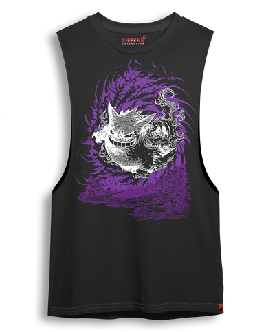 Polera Gengar Tec. Achurado Pokemon Oversized Long Fit Unisex