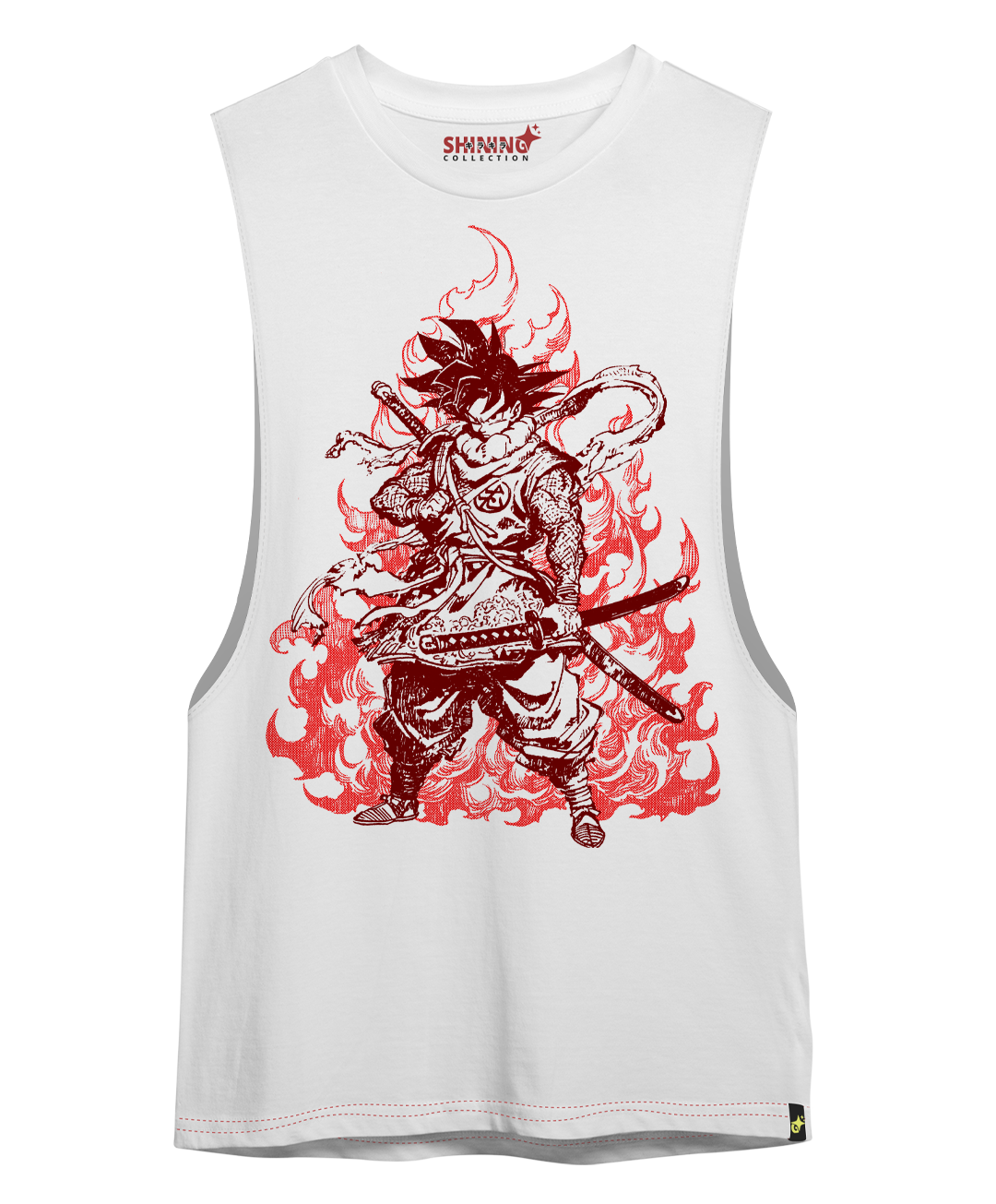 Polera Goku Samurai Tec. Achurado Dragon Ball Oversized Long Fit Unisex