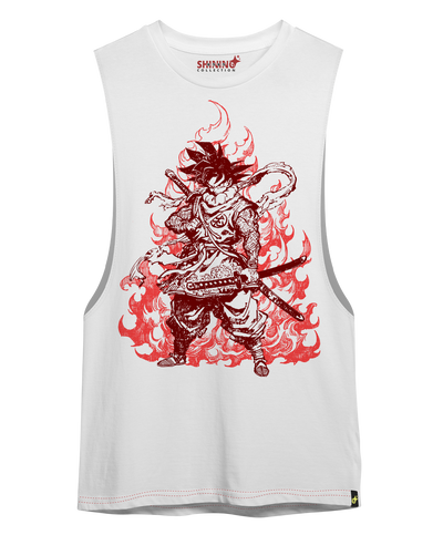 Polera Goku Samurai Tec. Achurado Dragon Ball Oversized Long Fit Unisex