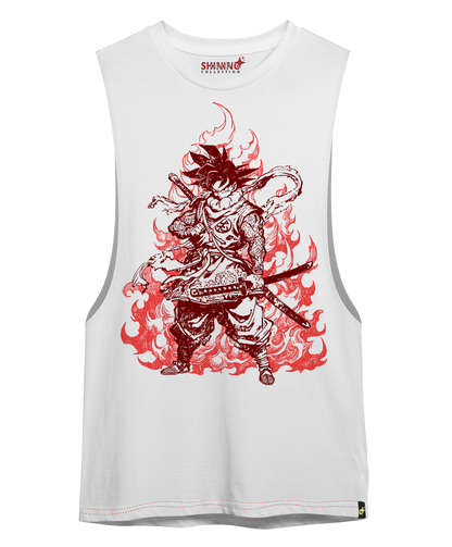 Polera Goku Samurai Tec. Achurado Dragon Ball Oversized Long Fit Unisex