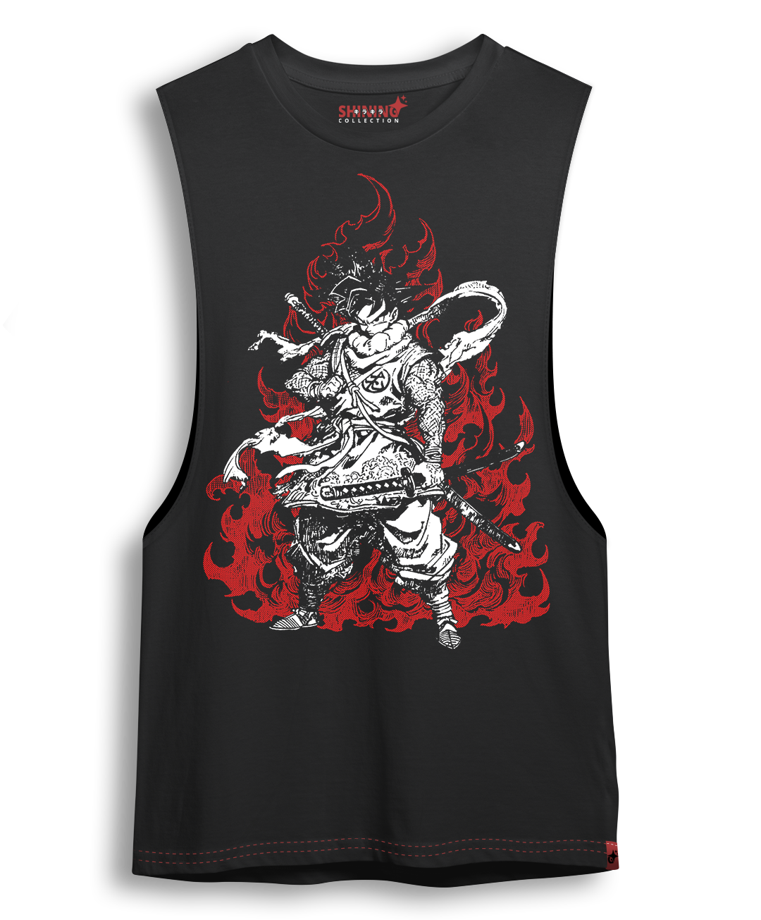 Polera Goku Samurai Tec. Achurado Dragon Ball Oversized Long Fit Unisex