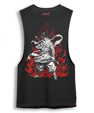 Polera Goku Samurai Tec. Achurado Dragon Ball Oversized Long Fit Unisex