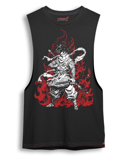 Polera Goku Samurai Tec. Achurado Dragon Ball Oversized Long Fit Unisex