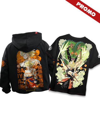 Promo Hoodie Dragon Ball Son Goku Super Saiyajin + Full Art Goku Shenlong