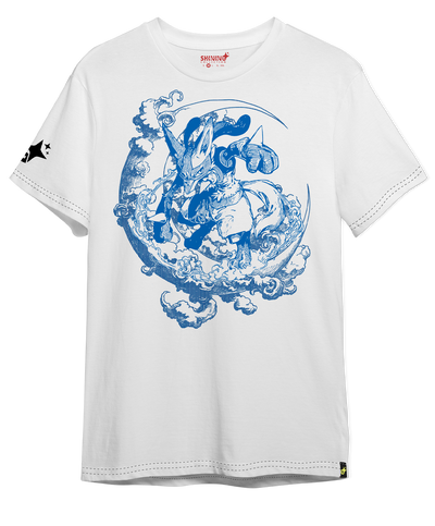 Polera Lucario Tec. Achurado Pokémon Oversized Long Fit Unisex
