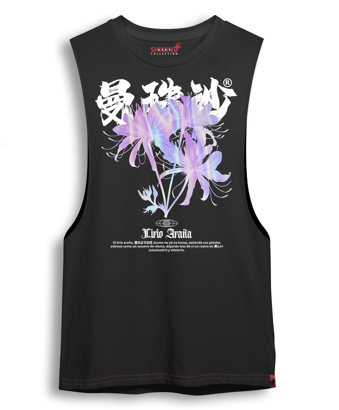Polera Lirio Araña - Flor Mística - Oversized Long Fit Unisex