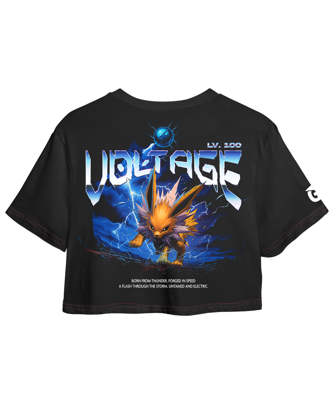 Crop Con Mangas Jolteon Voltage - Oversized Long Fit Unisex