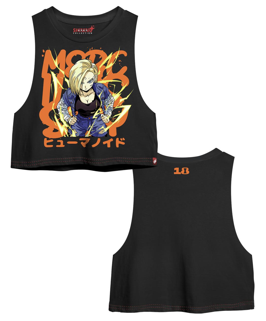 Crop Top sin Mangas Polera Androide 18 - Dragon Ball Z Oversized