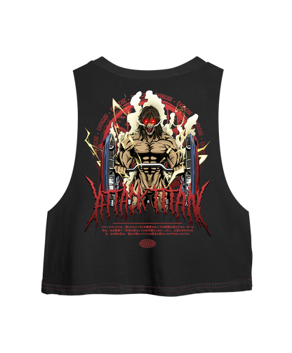 Crop Top sin Manga Titan De Ataque Gym Oversized
