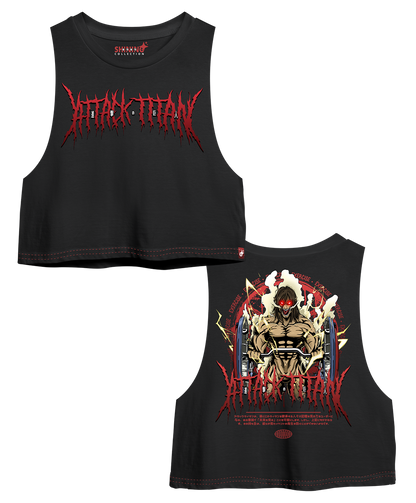 Crop Top sin Manga Titan De Ataque Gym Oversized