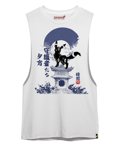 Polera Umbreon Noche Oscura Tec. Achurado Pokemon Oversized Long Fit Unisex