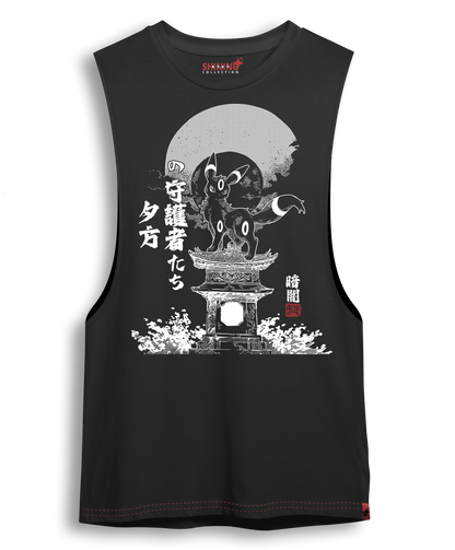 Polera Umbreon Noche Oscura Tec. Achurado Pokemon Oversized Long Fit Unisex