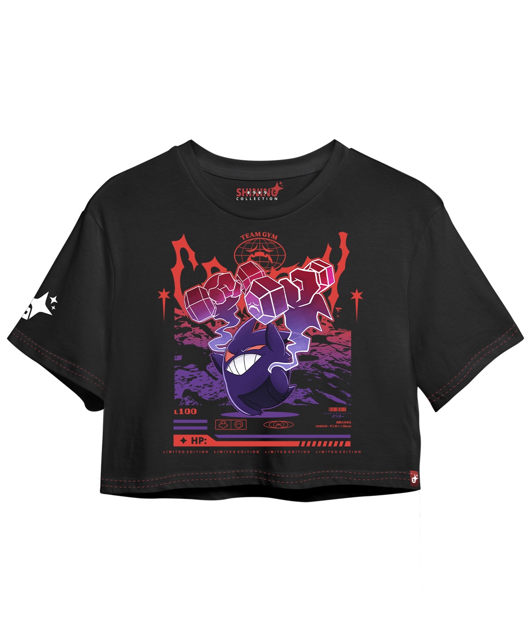 Crop Top con Manga  Gengar Gym - Pokemon Long Fit Unisex