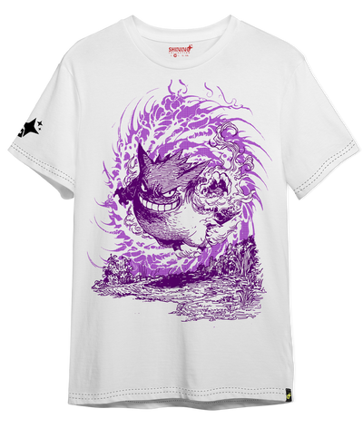 Polera Gengar Tec. Achurado Pokemon Oversized Long Fit Unisex