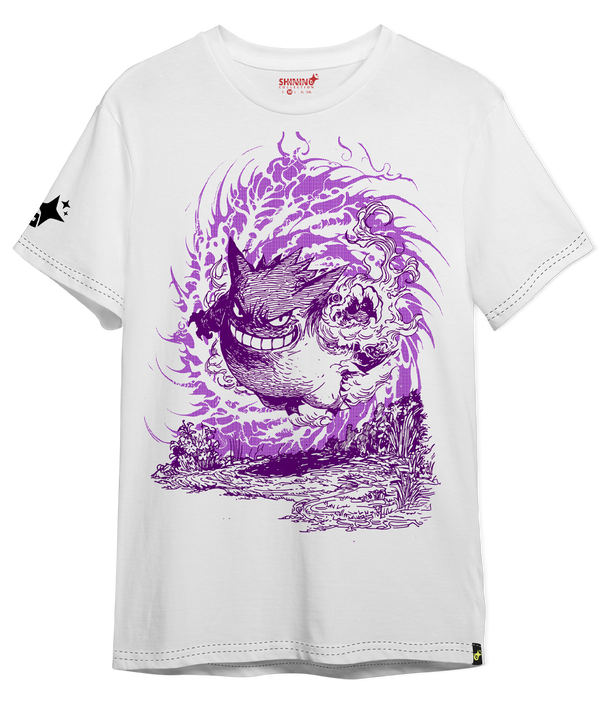 Polera Gengar Tec. Achurado Pokemon Oversized Long Fit Unisex