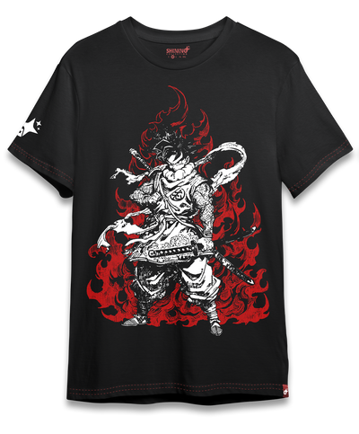 Polera Goku Samurai Tec. Achurado Dragon Ball Oversized Long Fit Unisex