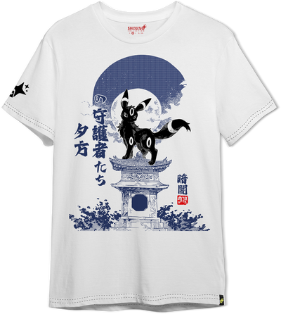 Polera Umbreon Noche Oscura Tec. Achurado Pokemon Oversized Long Fit Unisex